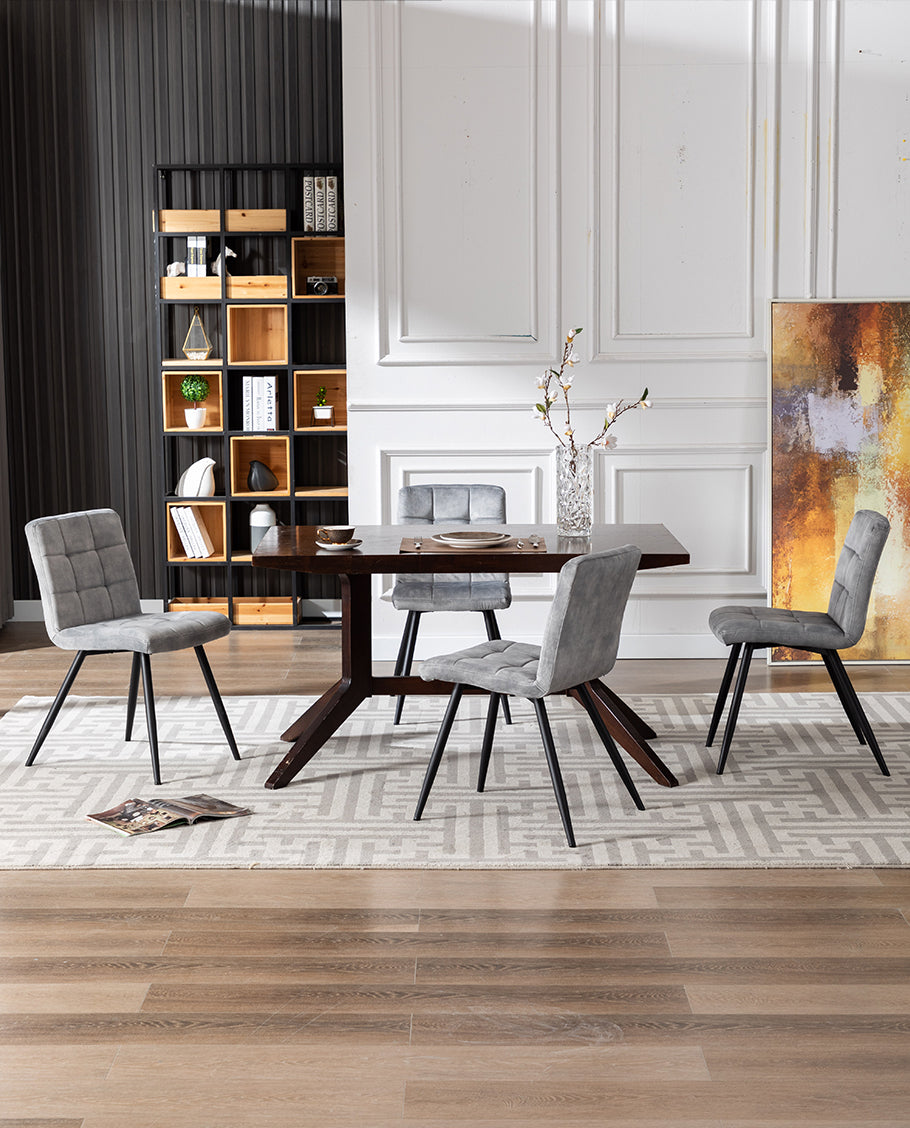 Duhome Esszimmerstuhl aus Samtstoff im Vintage Design Polsterstuhl Metallbeine 8043B-Vintage