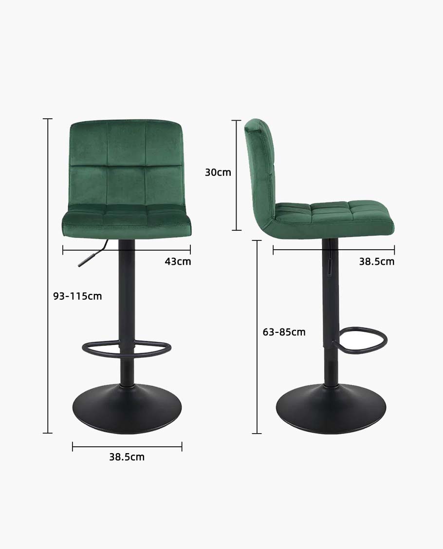 Duhome Barhocker 2x Barstuhl Kunstleder oder Stoff Tresenhocker Bar Sessel gut gepolstert höhenverstellbar mit Lehne eckig 451Y