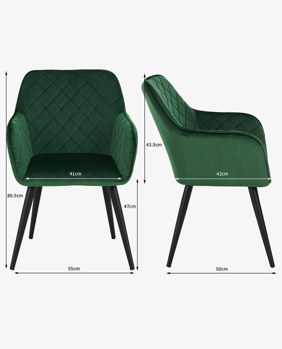 Esszimmerstuhl aus Stoff (Samt) Farbauswahl Retro Design Armlehnstuhl Stuhl mit Rückenlehne Sessel Metallbeine Duhome 8058