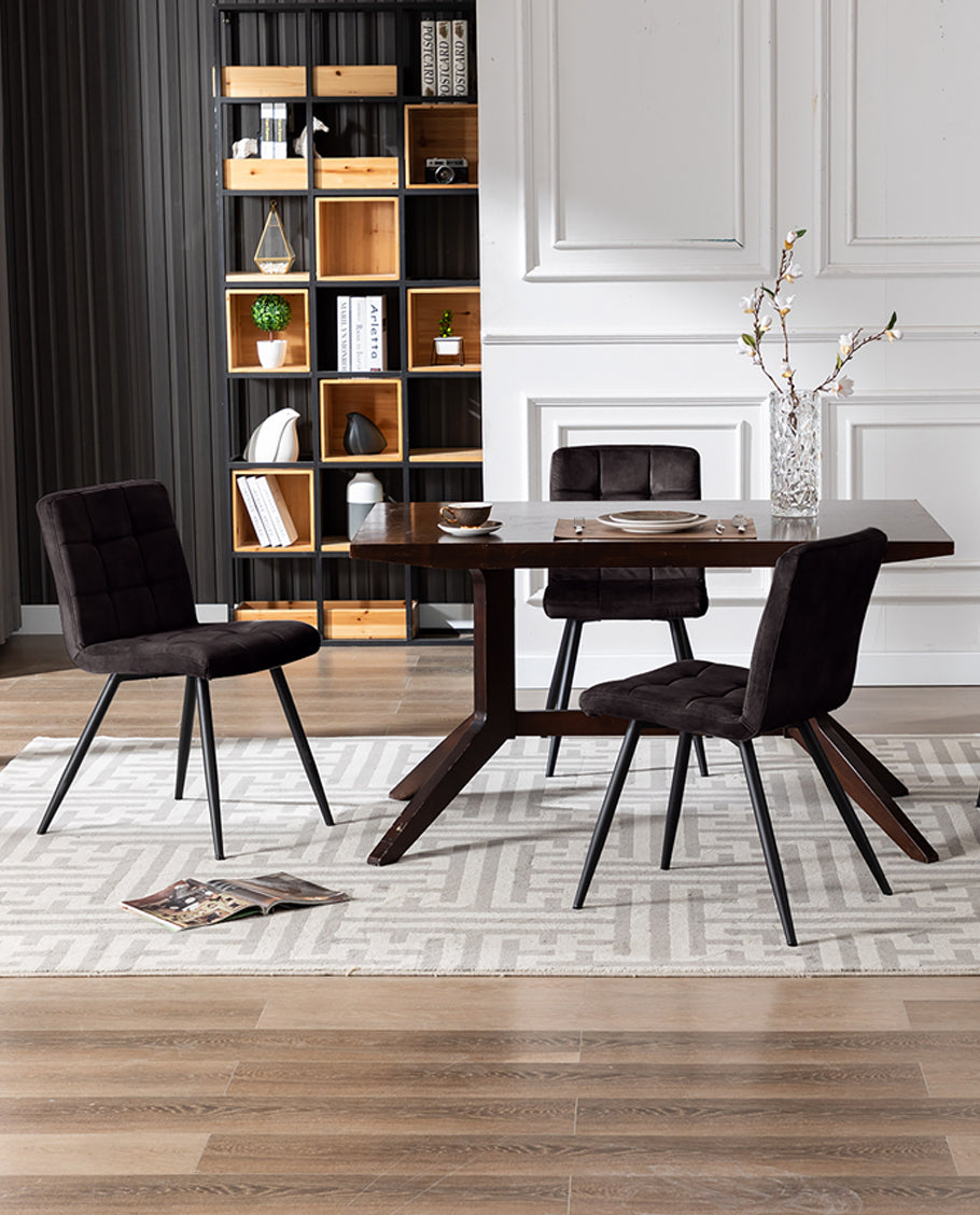 Duhome Esszimmerstuhl aus Samtstoff im Vintage Design Polsterstuhl Metallbeine 8043B-Vintage