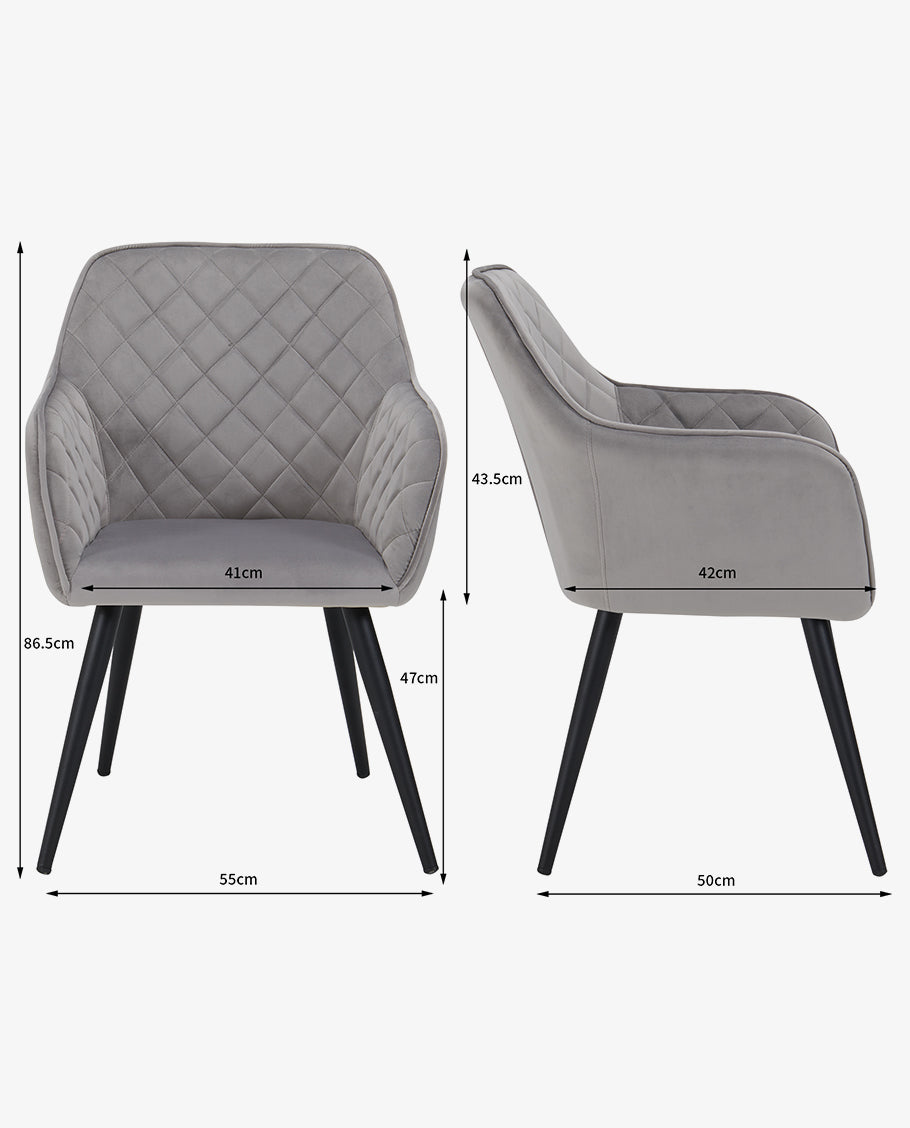 Esszimmerstuhl aus Stoff (Samt) Farbauswahl Retro Design Armlehnstuhl Stuhl mit Rückenlehne Sessel Metallbeine Duhome 8058