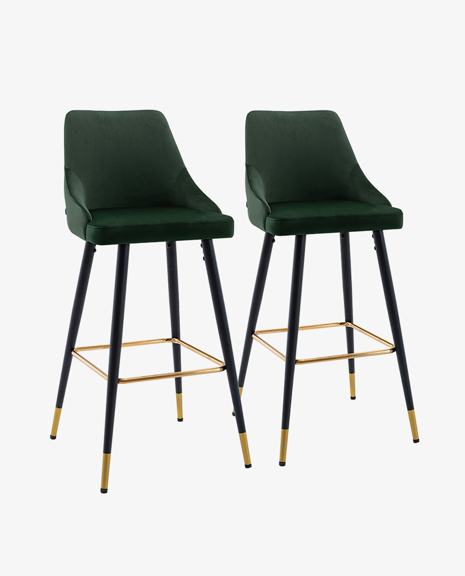 2x Barhocker Barstuhl aus Stoff Samt Gestell aus Metall Tresenhocker Bar Sessel gut gepolstert mit Lehne Farbauswahl Duhome 5170G