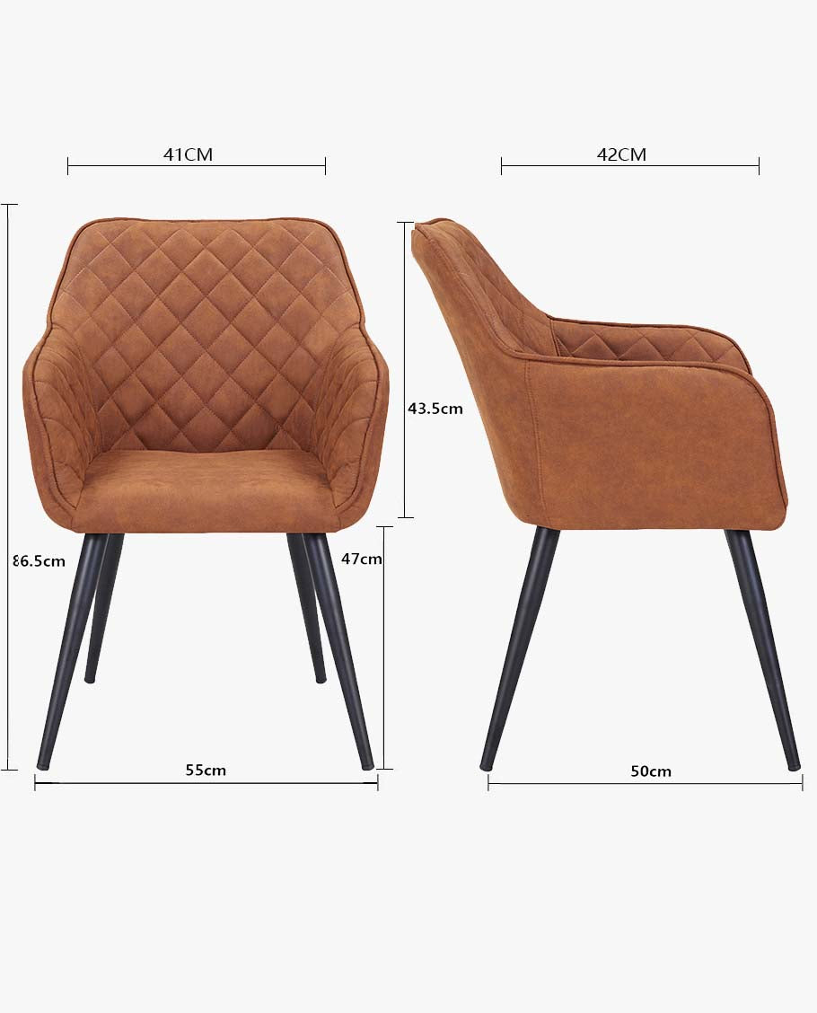 Esszimmerstuhl aus Stoff (Samt) Farbauswahl Retro Design Armlehnstuhl Stuhl mit Rückenlehne Sessel Metallbeine Duhome 8058