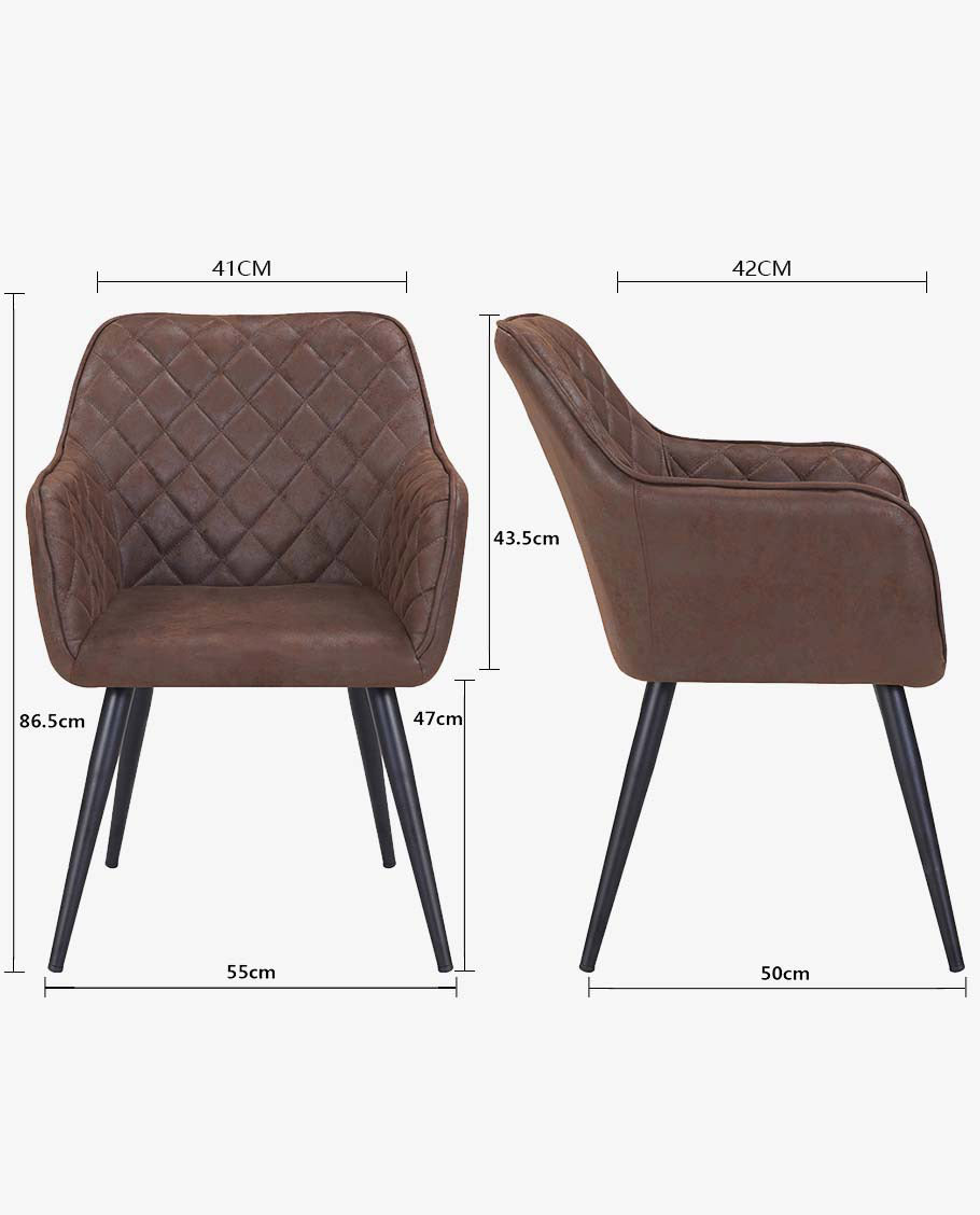 Esszimmerstuhl aus Stoff (Samt) Farbauswahl Retro Design Armlehnstuhl Stuhl mit Rückenlehne Sessel Metallbeine Duhome 8058