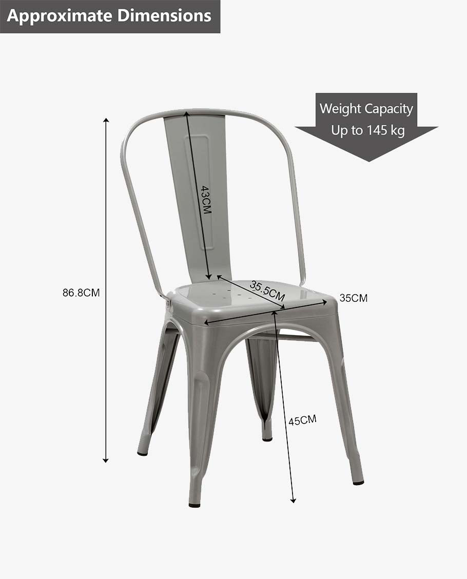 1x Esszimmerstuhl / Stuhl aus Metall / Eisen Farbauswahl Küchenstuhl Stapelbar, Robust & Zeitlos Duhome 666