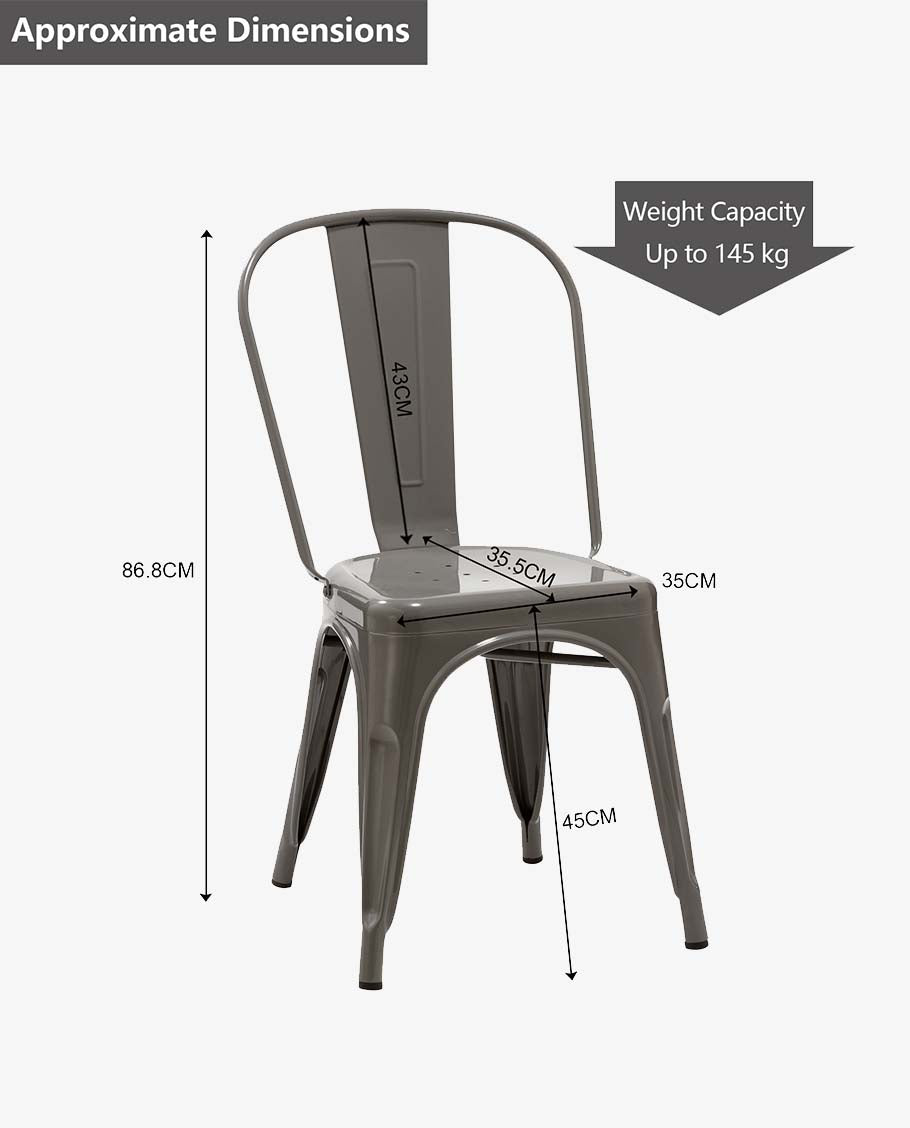 1x Esszimmerstuhl / Stuhl aus Metall / Eisen Farbauswahl Küchenstuhl Stapelbar, Robust & Zeitlos Duhome 666