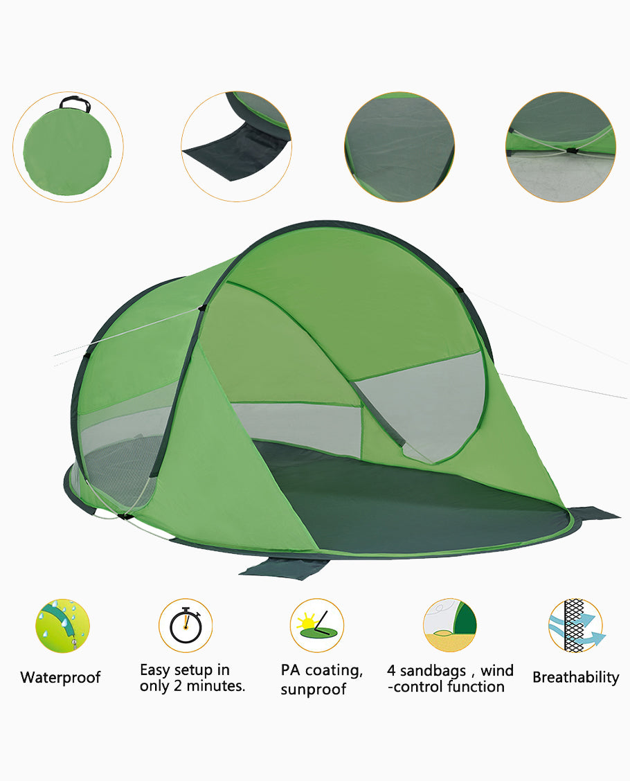 Strandmuschel Pop Up Strandzelt Blau Polyester blitzschneller Aufbau Wetter- und Sichtschutz Duhome BT-006