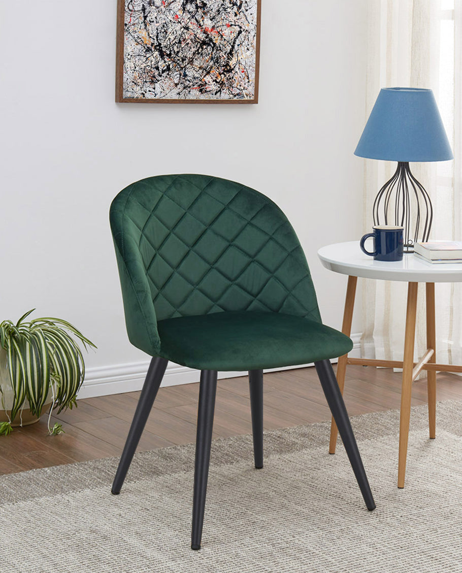 2er Set Esszimmerstuhl aus Stoff Samt Stuhl Retro Design Polsterstuhl mit Rückenlehne Metallbeine Farbauswahl Duhome 8052B