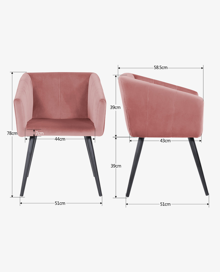 Esszimmerstuhl aus Stoff (Samt) Farbauswahl Retro Design Stuhl mit Rückenlehne Sessel Metallbeine Duhome 8065