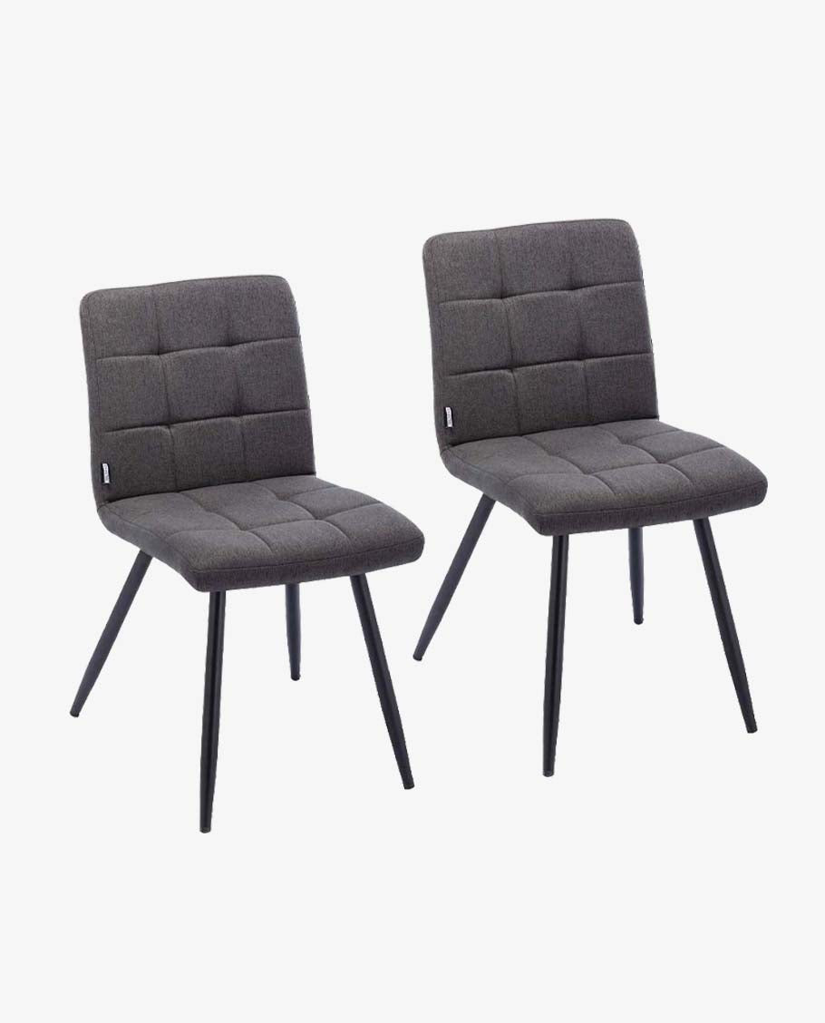 2er Set Esszimmerstuhl aus Stoff Samt Farbauswahl Stuhl Retro Design Polsterstuhl mit Rückenlehne Metallbeine Duhome 8043B