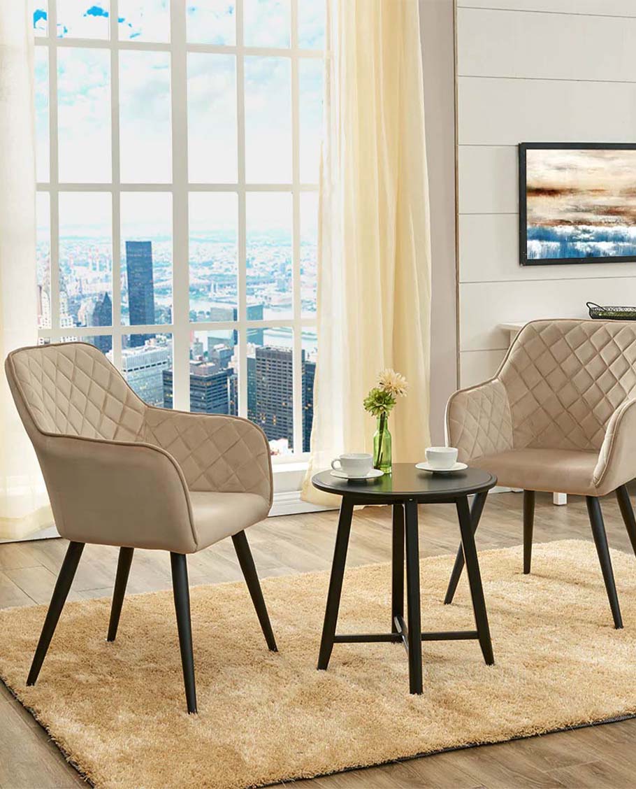 Esszimmerstuhl aus Stoff (Samt) Farbauswahl Retro Design Armlehnstuhl Stuhl mit Rückenlehne Sessel Metallbeine Duhome 8058