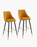 Load image into Gallery viewer, 2x Barhocker Barstuhl aus Stoff Samt Gestell aus Metall Tresenhocker Bar Sessel gut gepolstert mit Lehne Farbauswahl Duhome 5170G
