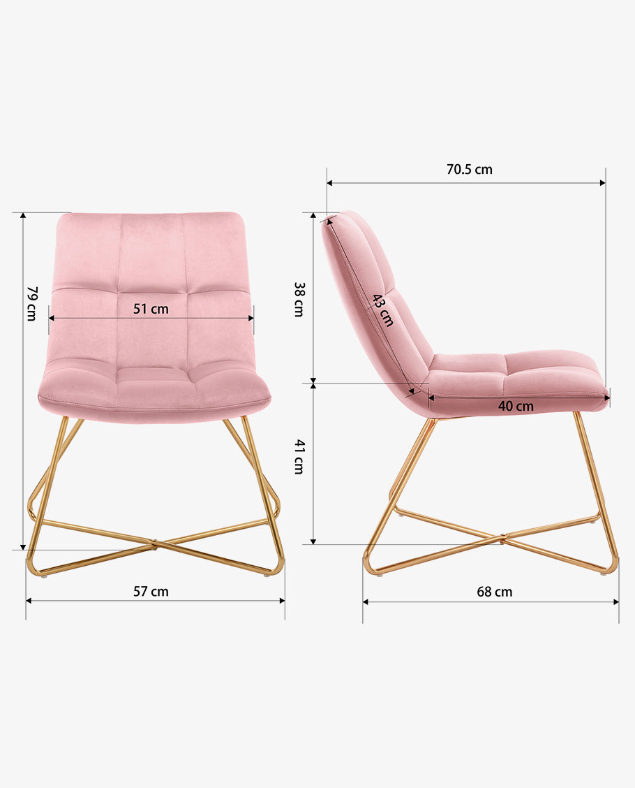 Duhome Sessel Stuhl Gestell Golden gesteppt Lounge Sessel Polsterstuhl Lehnstuhl 8098