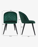 Load image into Gallery viewer, 2er Set Esszimmerstuhl aus Stoff Samt Stuhl Retro Design Polsterstuhl mit Rückenlehne Metallbeine Farbauswahl Duhome 8052B