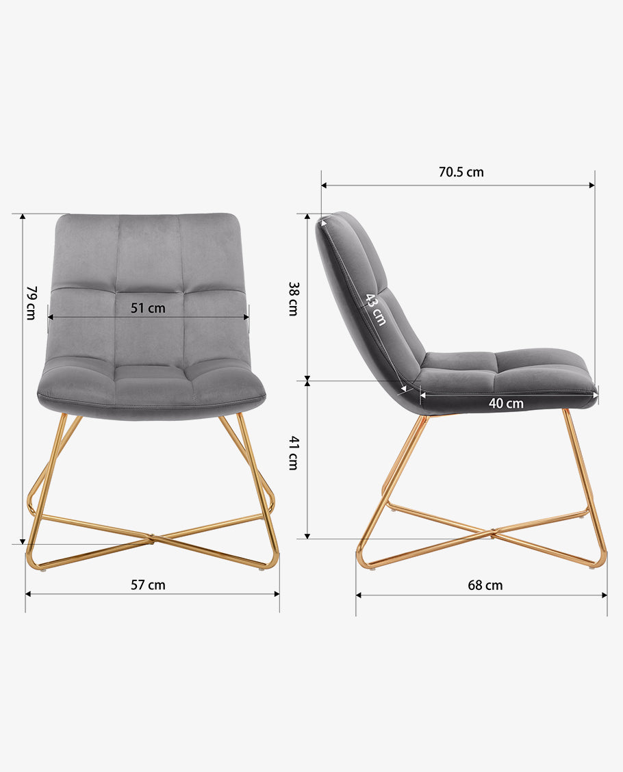 Duhome Sessel Stuhl Gestell Golden gesteppt Lounge Sessel Polsterstuhl Lehnstuhl 8098