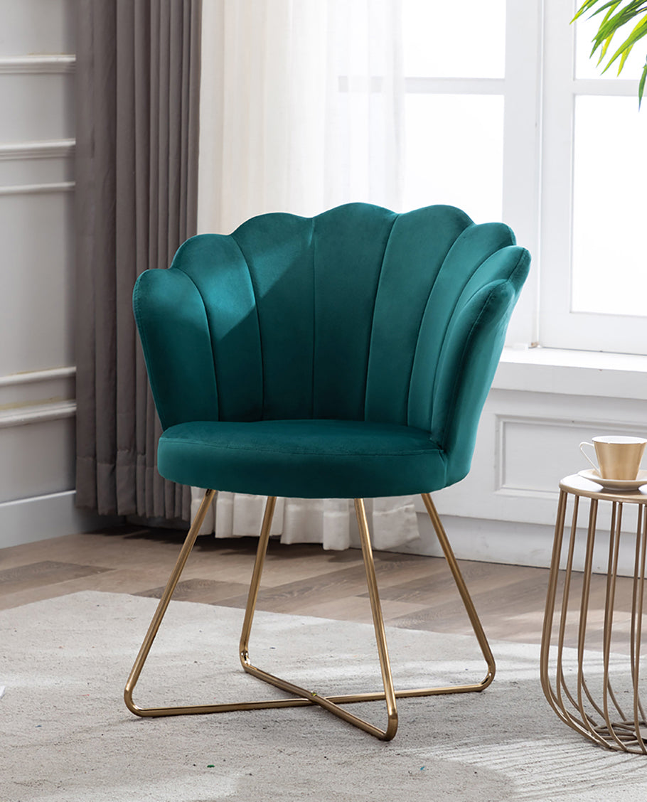 Duhome Sessel aus Stoff Samt Polstersessel Retro Design Polsterstuhl Metallgestell gold 8057C