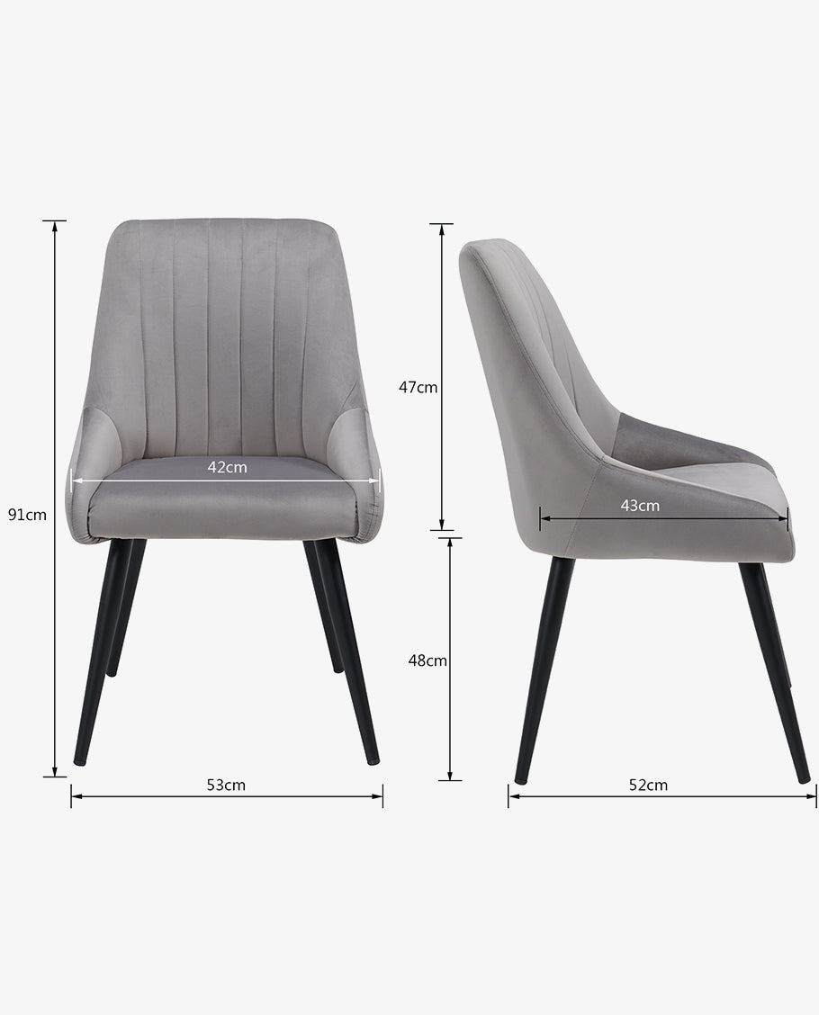 2er Set Esszimmerstuhl aus Stoff Samt Stuhl Retro Design Polsterstuhl mit Rückenlehne Metallbeine Farbauswahl Duhome 8066