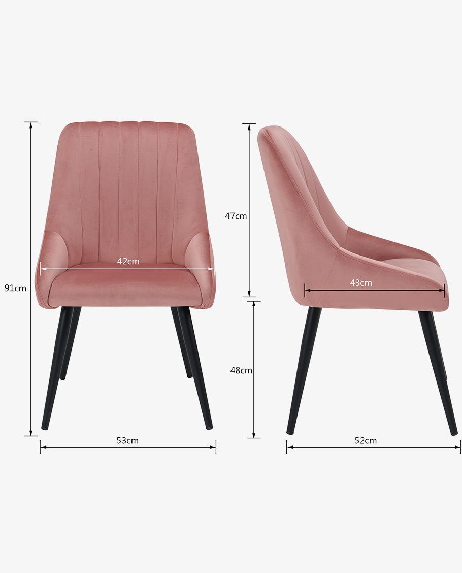2er Set Esszimmerstuhl aus Stoff Samt Stuhl Retro Design Polsterstuhl mit Rückenlehne Metallbeine Farbauswahl Duhome 8066