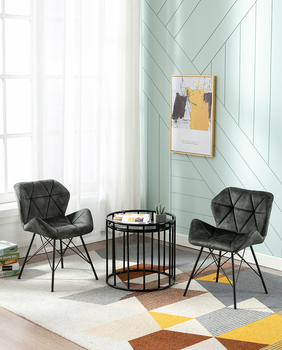 Duhome 2er Set Esszimmerstuhl Küchenstuhl Metallbeine Konferenzstuhl Besucherstuhl Retro 622J Vintage