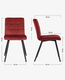 Load image into Gallery viewer, 2er Set Esszimmerstuhl aus Stoff Samt Farbauswahl Stuhl Retro Design Polsterstuhl mit Rückenlehne Metallbeine Duhome 8043B