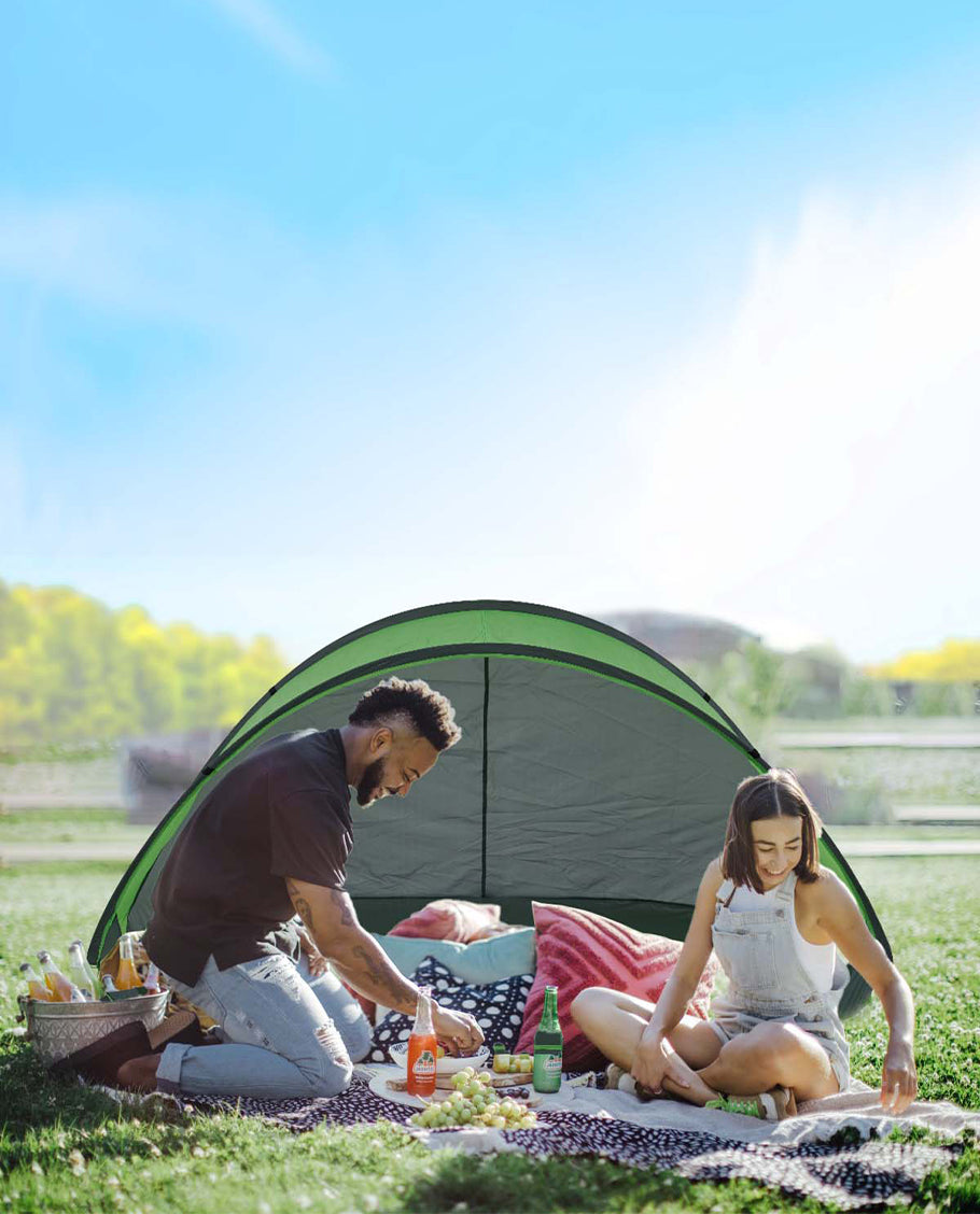 Strandmuschel Pop up Strandzelt Hellblau Polyester blitzschneller Aufbau Wetter- und Sichtschutz Farbauswahl Duhome BT-004