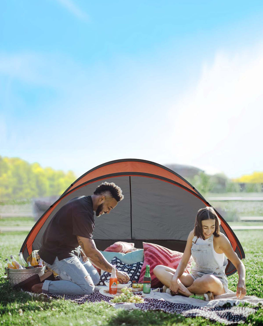 Strandmuschel Pop up Strandzelt Hellblau Polyester blitzschneller Aufbau Wetter- und Sichtschutz Farbauswahl Duhome BT-004