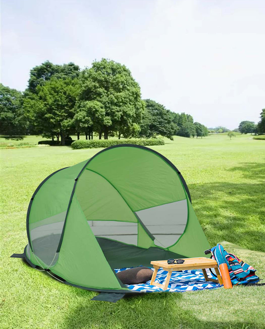 Strandmuschel Pop Up Strandzelt Blau Polyester blitzschneller Aufbau Wetter- und Sichtschutz Duhome BT-006