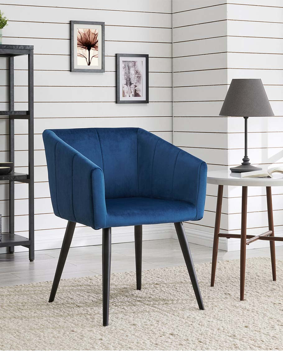 Esszimmerstuhl aus Stoff (Samt) Farbauswahl Retro Design Stuhl mit Rückenlehne Sessel Metallbeine Duhome 8065