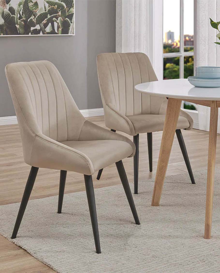 2er Set Esszimmerstuhl aus Stoff Samt Stuhl Retro Design Polsterstuhl mit Rückenlehne Metallbeine Farbauswahl Duhome 8066