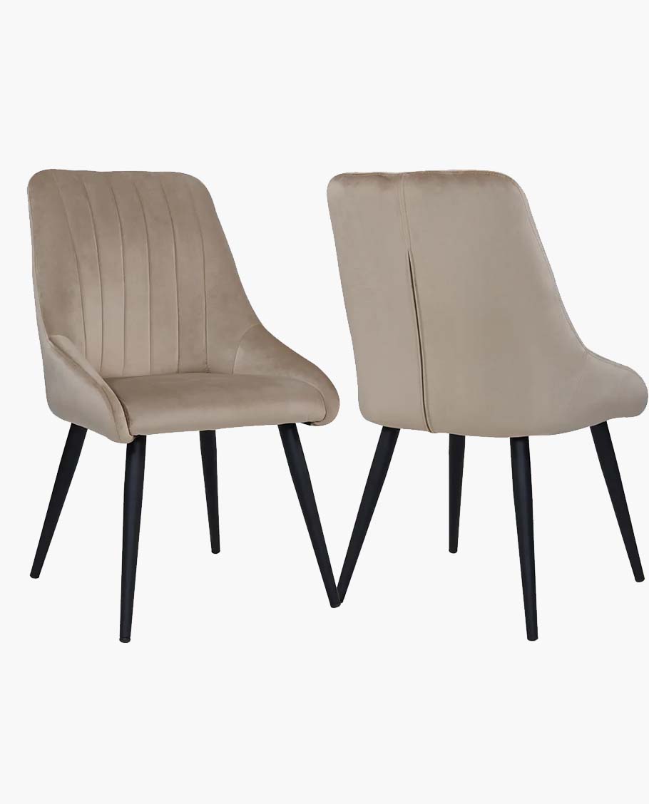 2er Set Esszimmerstuhl aus Stoff Samt Stuhl Retro Design Polsterstuhl mit Rückenlehne Metallbeine Farbauswahl Duhome 8066