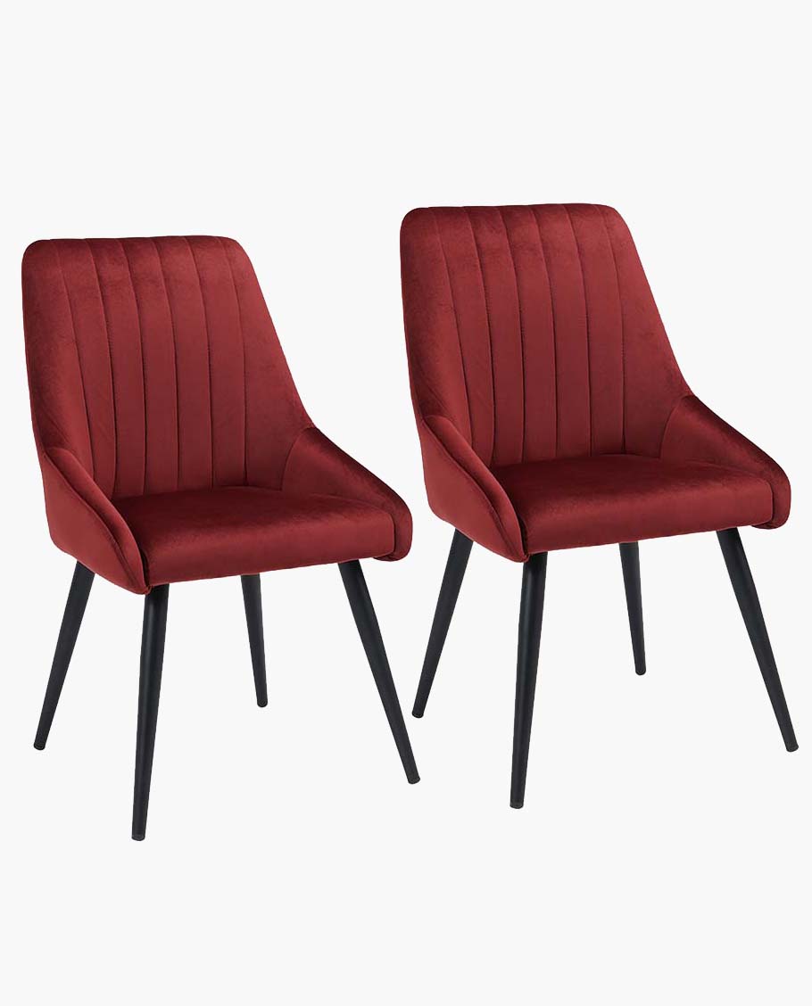 2er Set Esszimmerstuhl aus Stoff Samt Stuhl Retro Design Polsterstuhl mit Rückenlehne Metallbeine Farbauswahl Duhome 8066