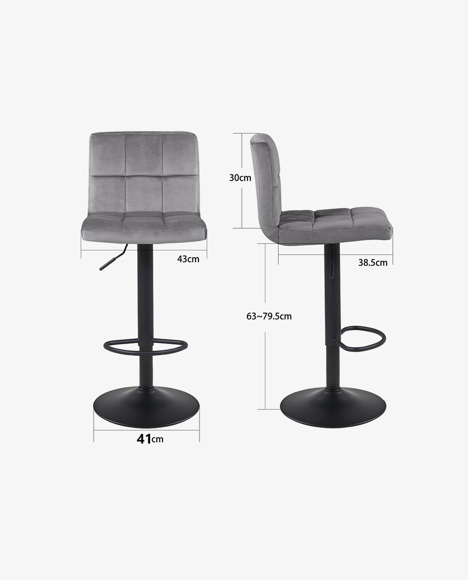 Duhome Barhocker 2x Barstuhl Kunstleder oder Stoff Tresenhocker Bar Sessel gut gepolstert höhenverstellbar mit Lehne eckig 451Y