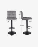 Load image into Gallery viewer, Duhome Barhocker 2x Barstuhl Kunstleder oder Stoff Tresenhocker Bar Sessel gut gepolstert höhenverstellbar mit Lehne eckig 451Y