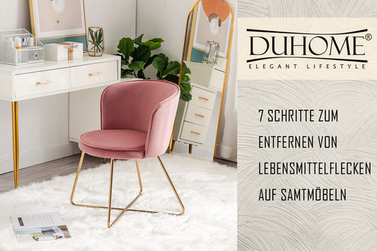 7 Schritte zum Entfernen von Lebensmittelflecken auf Samtmöbeln