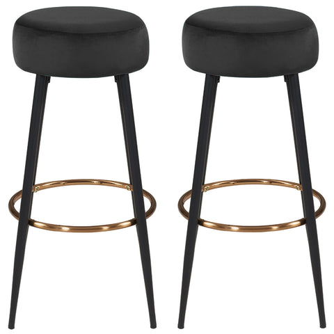 2x Barhocker rund Barstuhl aus Stoff Samt Gestell aus Metall Tresenhocker gut gepolstert Sitzhöhe 80 cm Farbauswahl Duhome 5168A