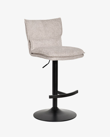 Höhenverstellbarer Drehbarer Bouclé-Barhocker mit Fußstütze