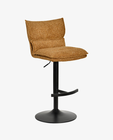 Höhenverstellbarer Drehbarer Bouclé-Barhocker mit Fußstütze