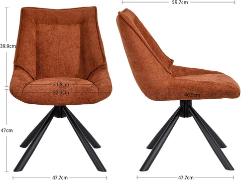 Duhome Esszimmerstuhl, Chenille-Stoff, 180° drehbar