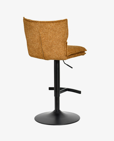 Höhenverstellbarer Drehbarer Bouclé-Barhocker mit Fußstütze