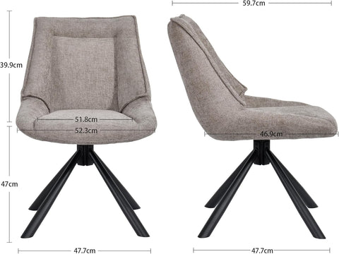 Duhome Esszimmerstuhl, Chenille-Stoff, 180° drehbar