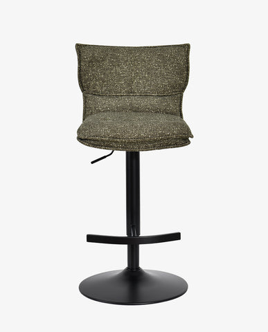 Höhenverstellbarer Drehbarer Bouclé-Barhocker mit Fußstütze
