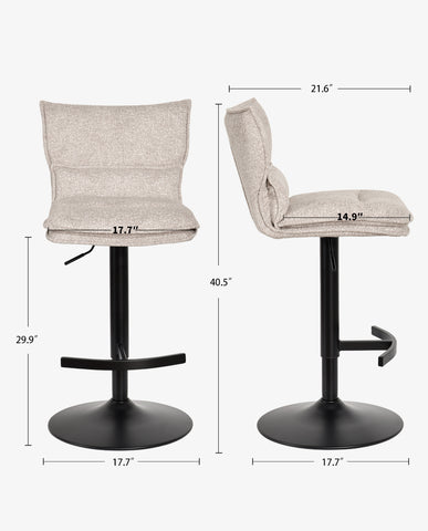 Höhenverstellbarer Drehbarer Bouclé-Barhocker mit Fußstütze