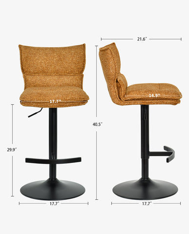 Höhenverstellbarer Drehbarer Bouclé-Barhocker mit Fußstütze