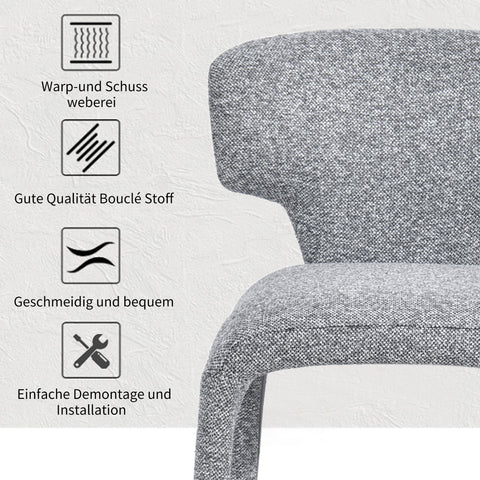 Duhome Essstuhl 2er Set Küchenstuhl Vollbedeckung Bouclé Material Leicht Luxus minimalistischer Stil