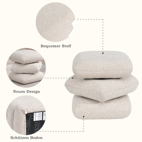 Duhome Sitzhocker aus Bouclé Stoff Ottoman 360° Drehbar Polsterhocker Modern Hocker