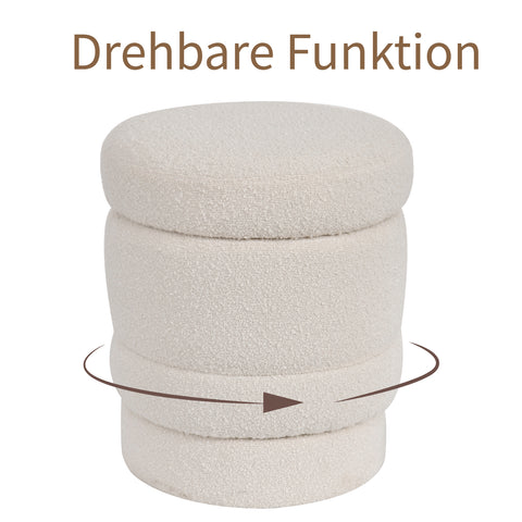 Duhome Ottoman Drehbar Rund Polsterhocker mit Stauraum Sitzhocker mit Deckel Stauhocker
