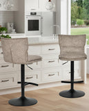 Laden Sie das Bild in den Galerie-Viewer, Höhenverstellbarer Drehbarer Bouclé-Barhocker mit Fußstütze