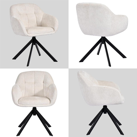 Duhome Loungesessel Armlehnstuhl aus Chenille-Stoff, Schminktisch Stuhl Esszimmerstuhl Sitzschale 360° drehbar 9-213A