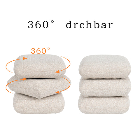 Duhome Sitzhocker aus Bouclé Stoff Ottoman 360° Drehbar Polsterhocker Modern Hocker