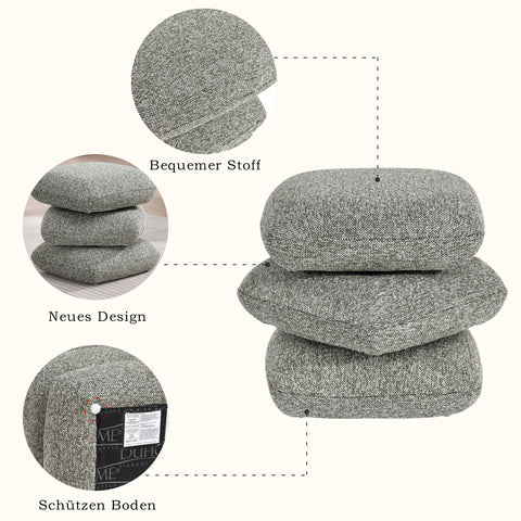 Duhome Sitzhocker aus Bouclé Stoff Ottoman 360° Drehbar Polsterhocker Modern Hocker